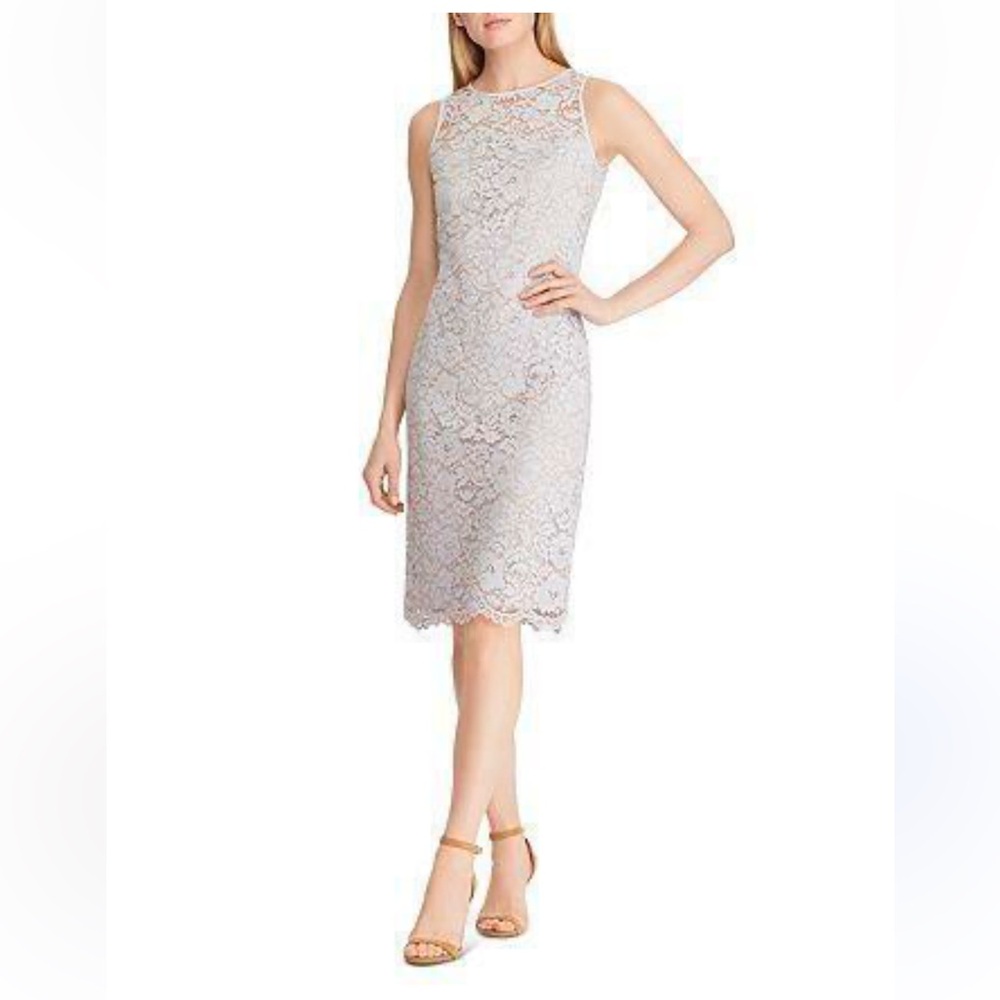 Lauren Ralph Elegant Gray Lace Dress